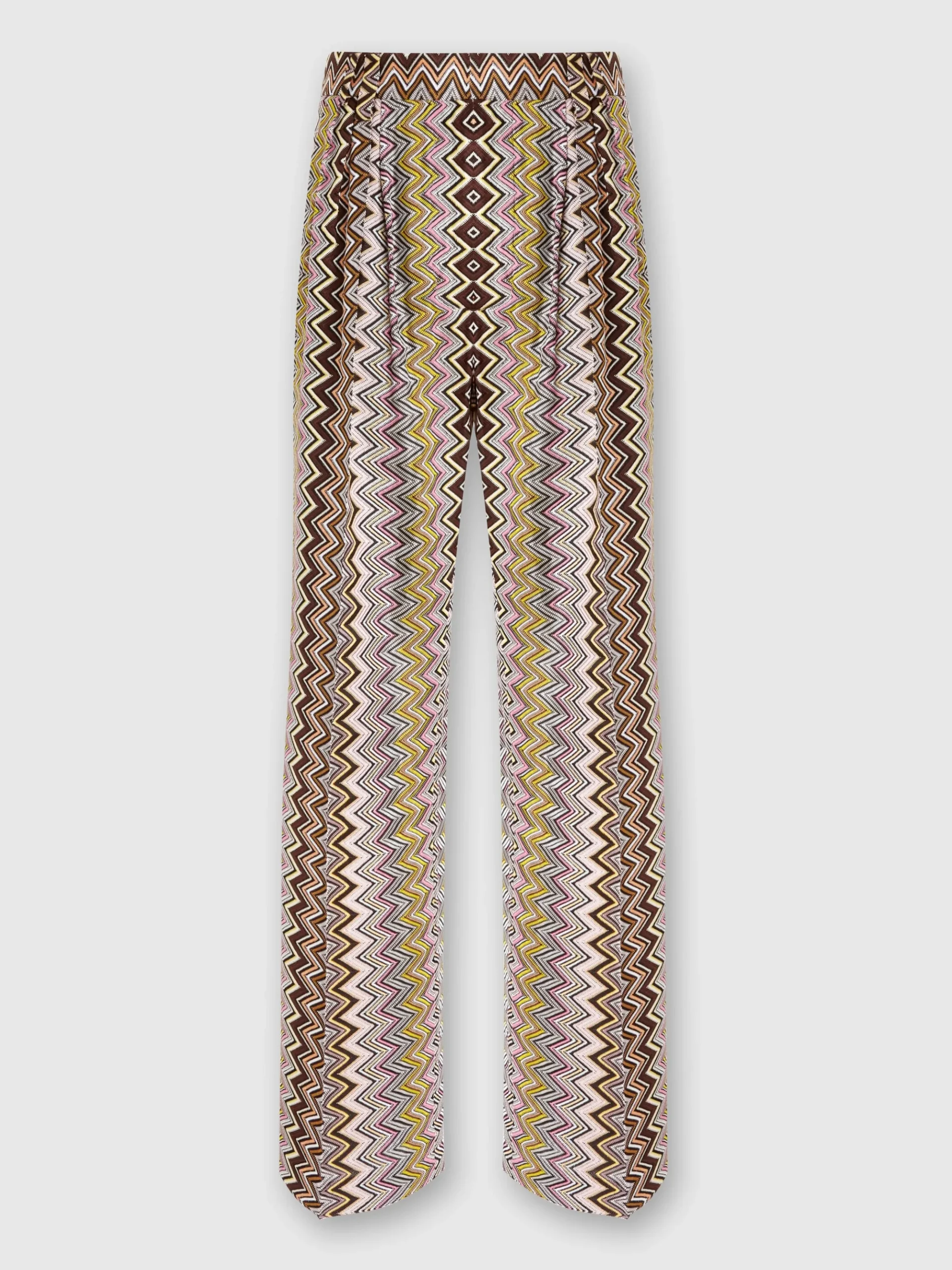 Pantaloni in viscosa zig zag con pinces