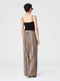 Pantaloni in viscosa zig zag con pinces