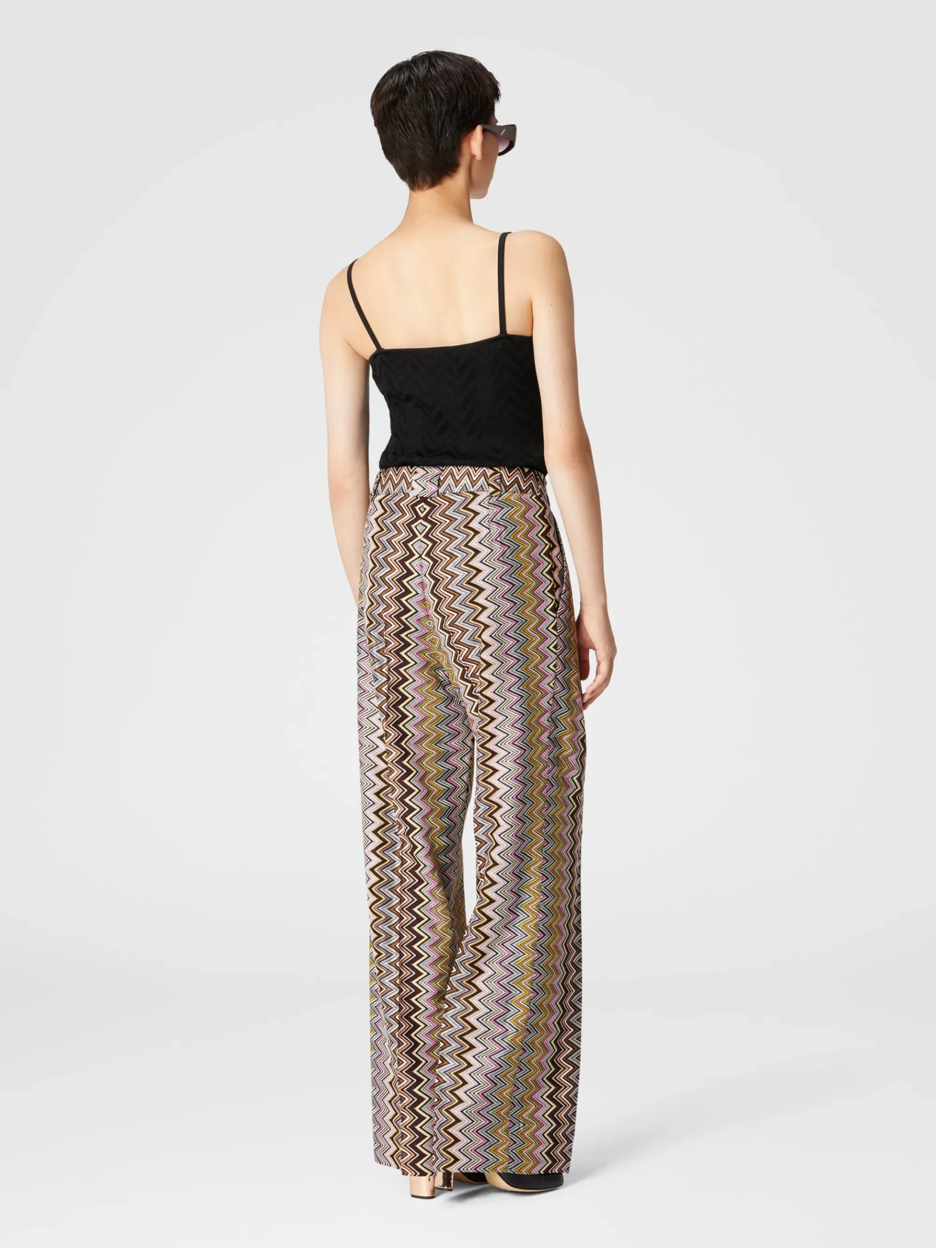 Pantaloni in viscosa zig zag con pinces