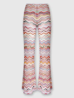 Pantaloni svasati in crochet zig zag con lurex