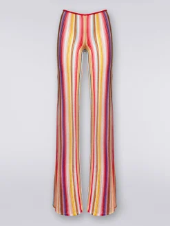 Pantaloni svasati in crochet rigato