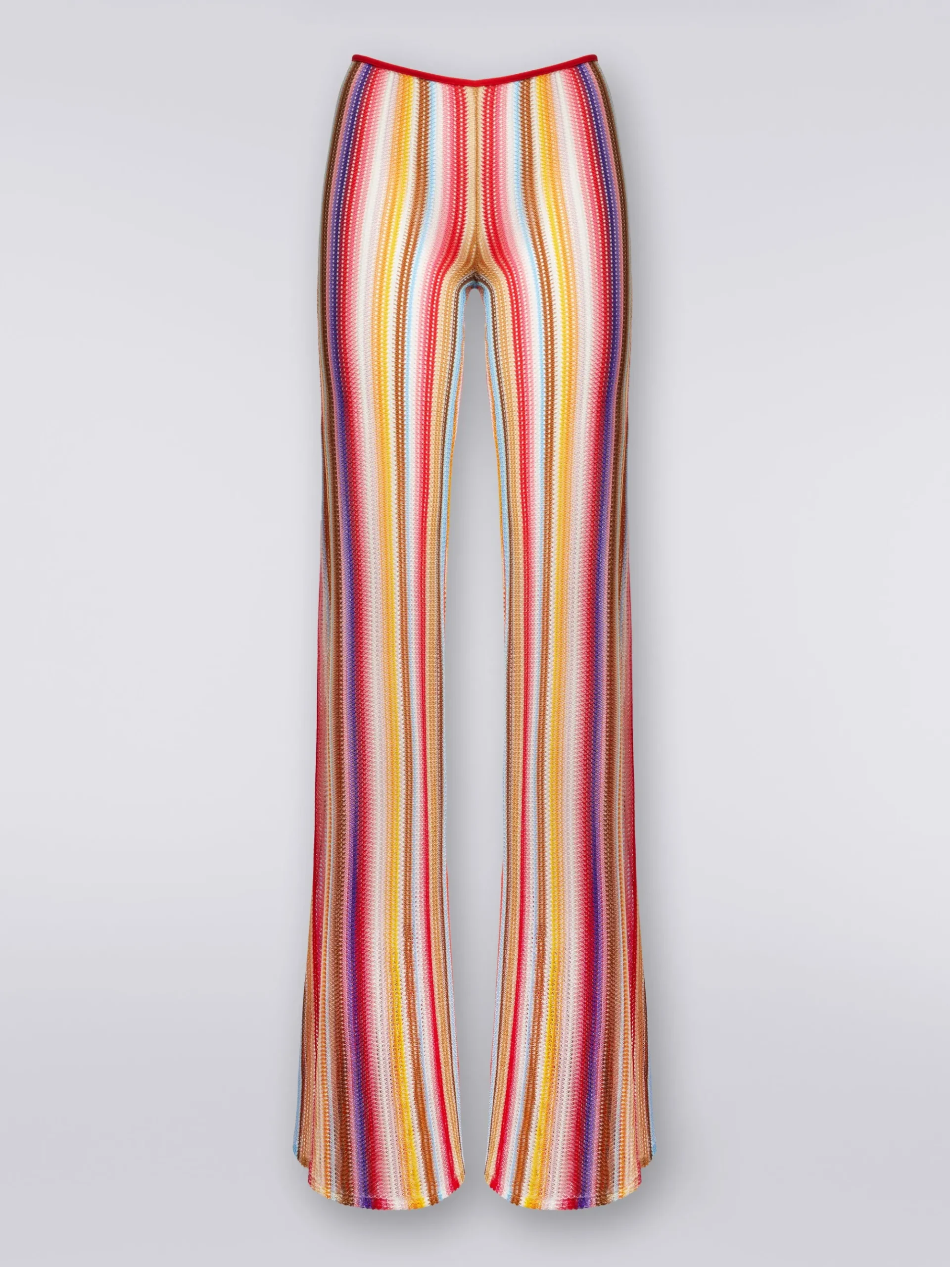 Pantaloni svasati in crochet rigato