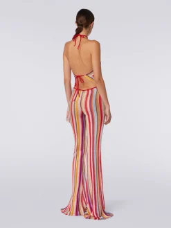 Pantaloni svasati in crochet rigato