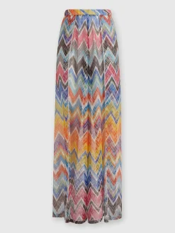 Pantapalazzo con stampa zig zag e lurex