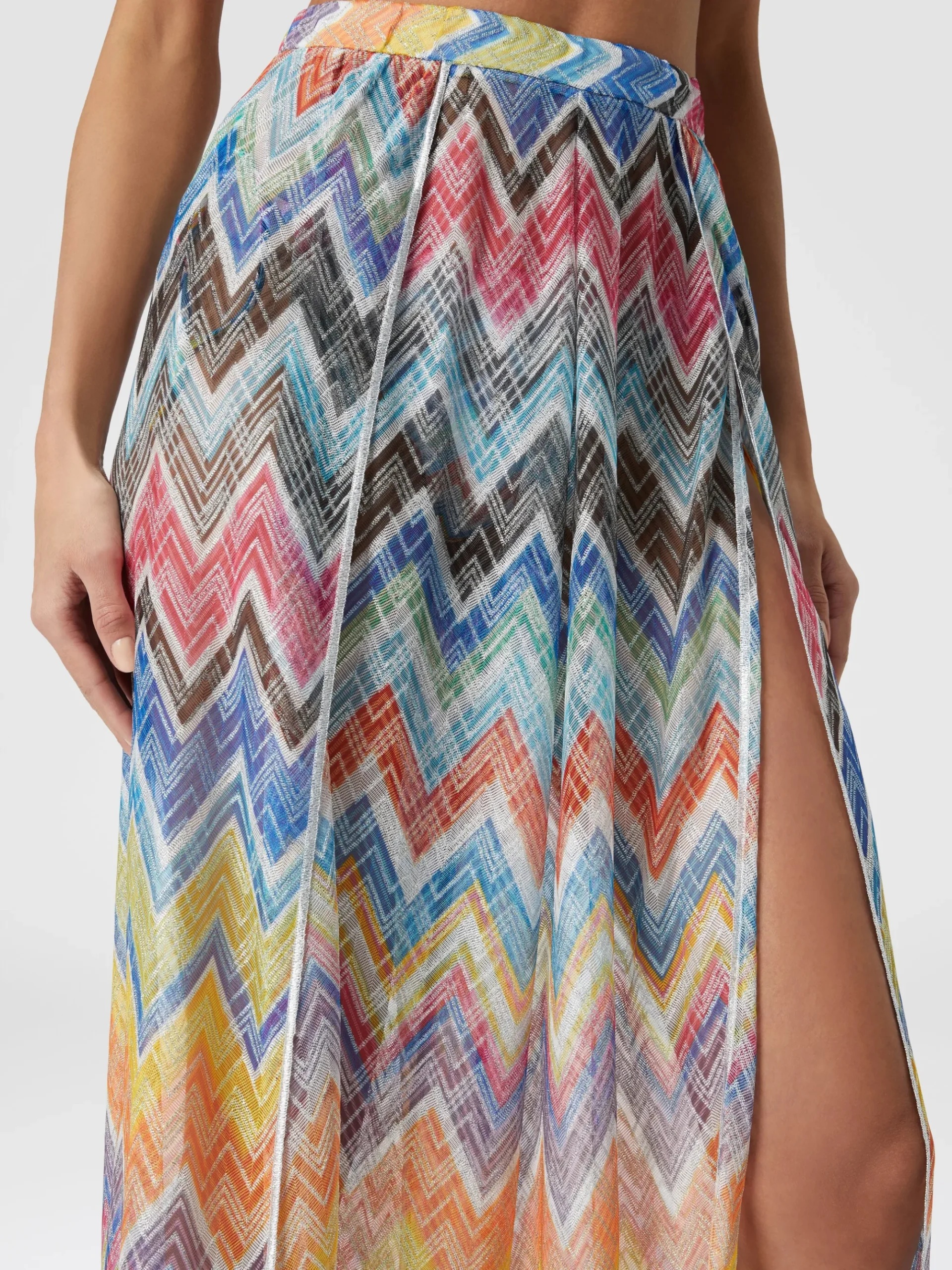 Pantapalazzo con stampa zig zag e lurex