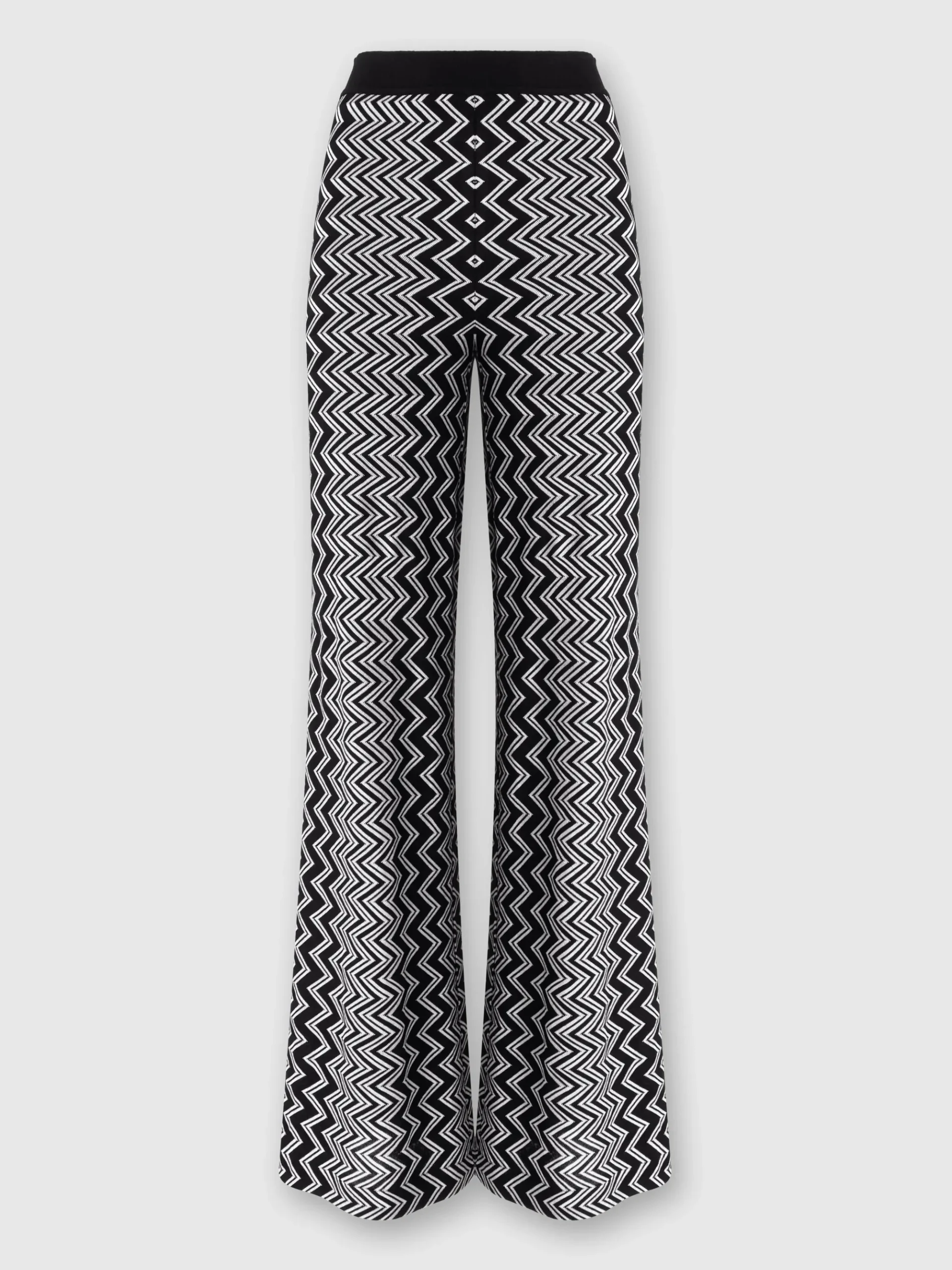 Pantapalazzo in lana e viscosa zig zag