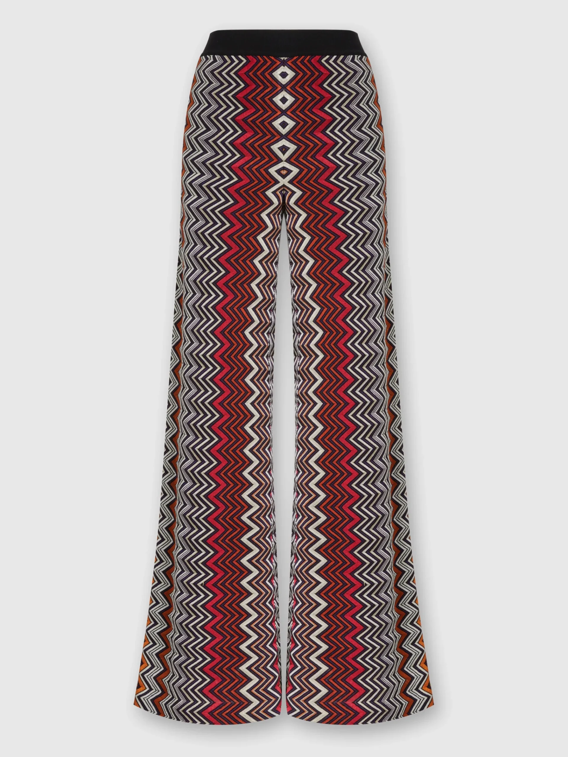 Pantapalazzo in lana e viscosa zig zag
