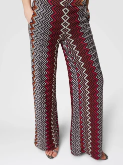 Pantapalazzo in lana e viscosa zig zag