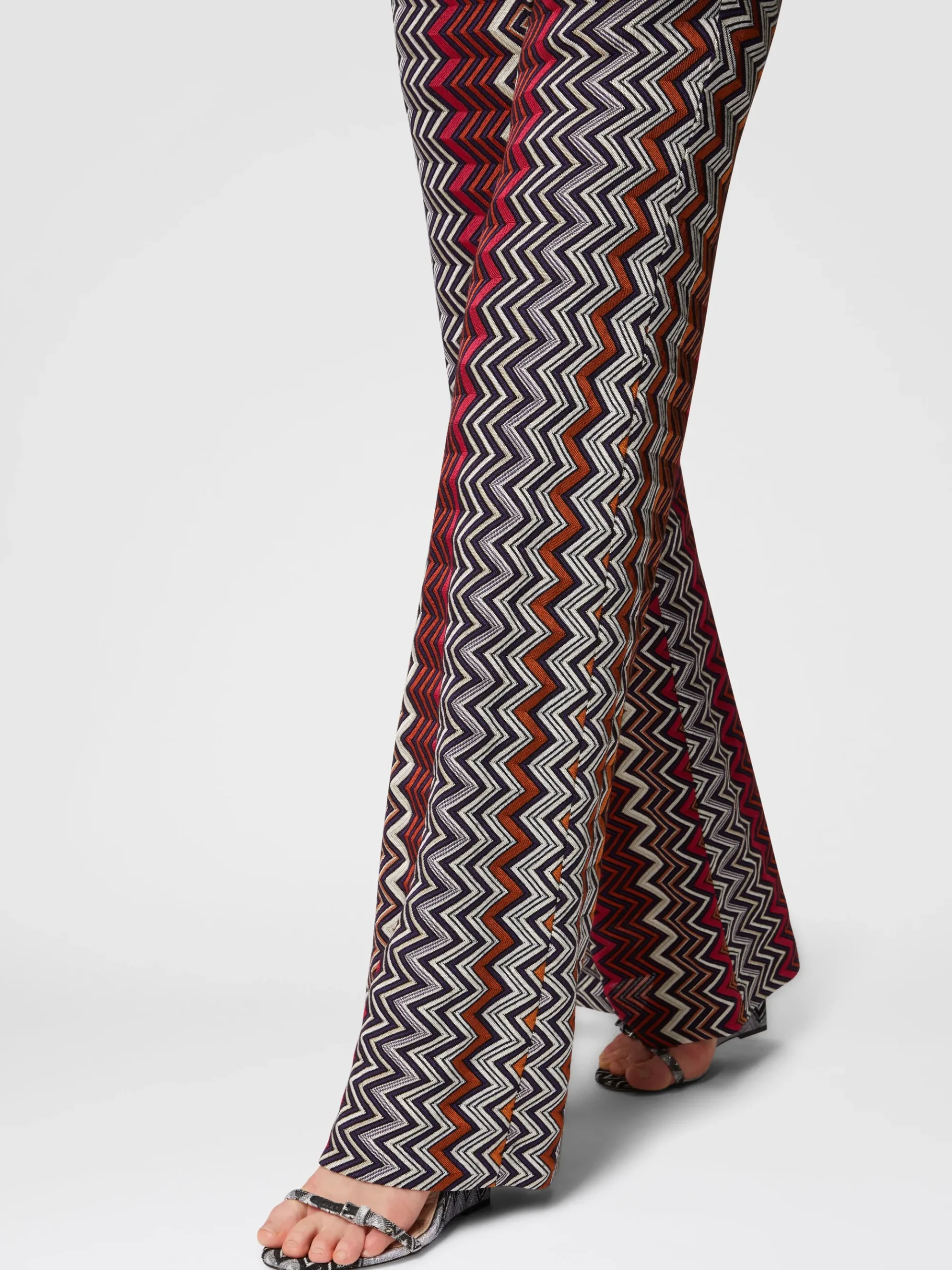 Pantapalazzo in lana e viscosa zig zag