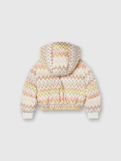 Piumino in nylon zig zag con cappuccio