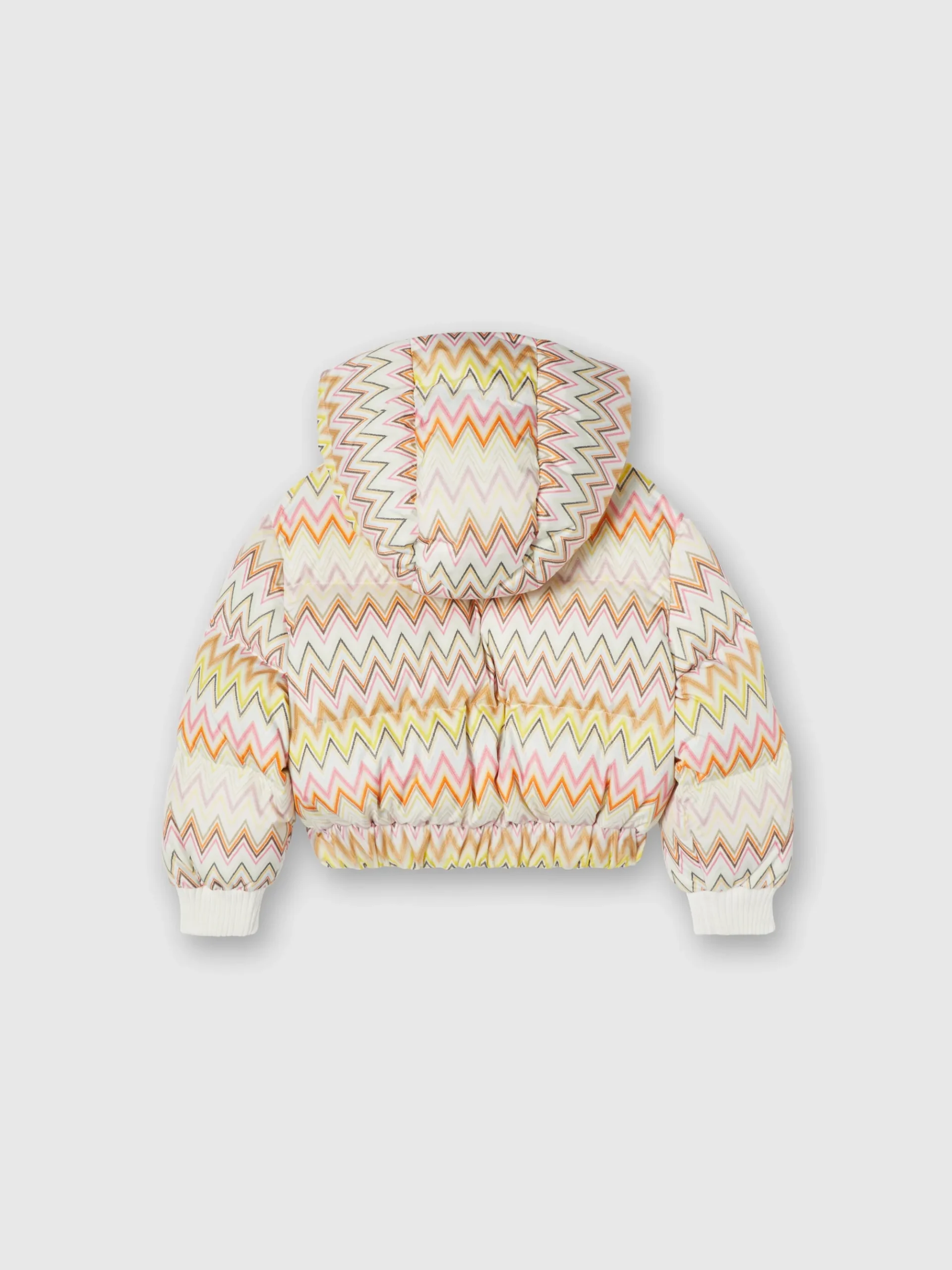 Piumino in nylon zig zag con cappuccio