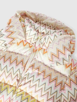 Piumino in nylon zig zag con cappuccio