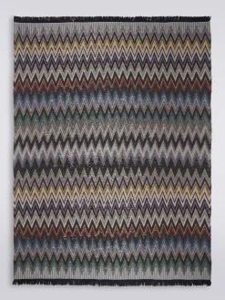 Plaid Chen 140x200 cm in misto lana zig zag con paillettes