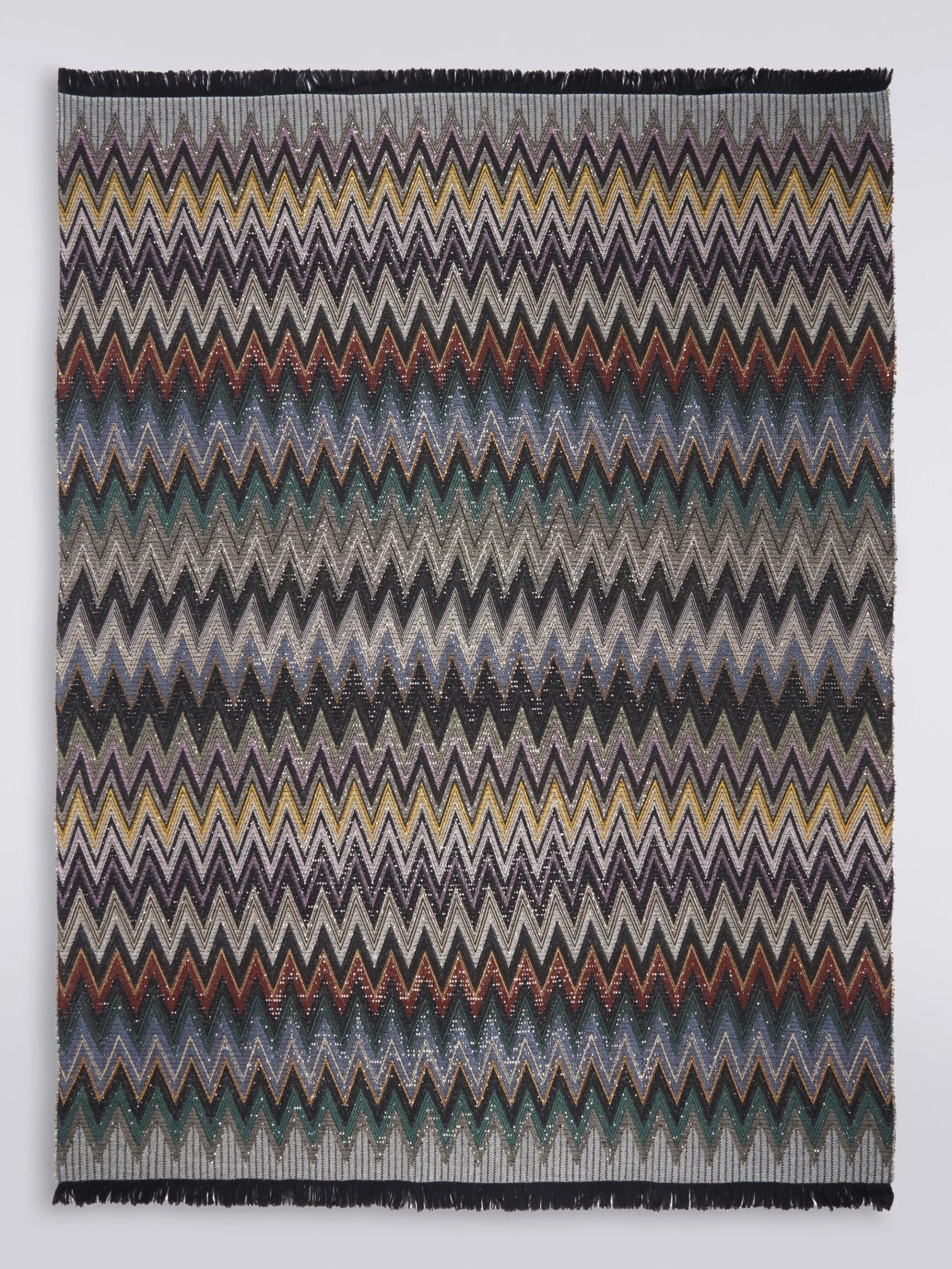 Plaid Chen 140x200 cm in misto lana zig zag con paillettes