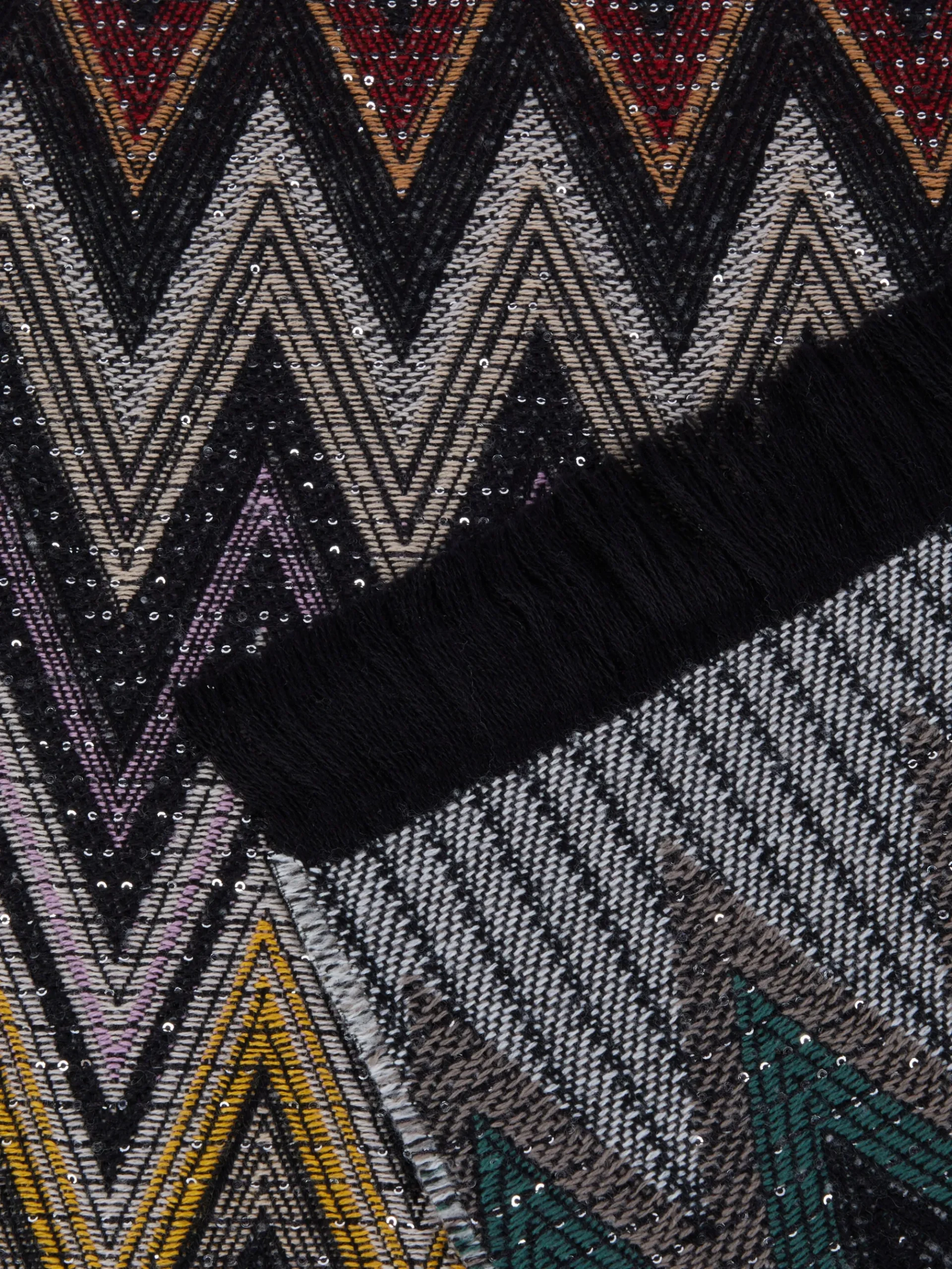 Plaid Chen 140x200 cm in misto lana zig zag con paillettes