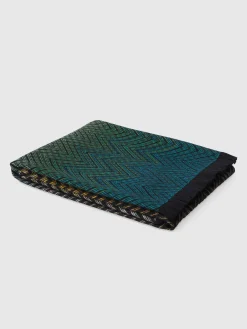 Plaid 135x195 cm in misto lana chevron con frange