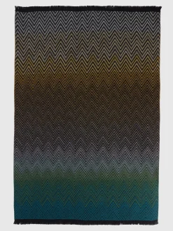 Plaid 135x195 cm in misto lana chevron con frange