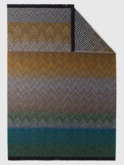 Plaid 135x195 cm in misto lana chevron con frange