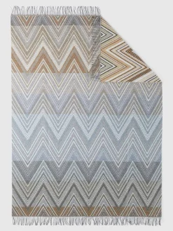 Plaid 130x190 cm in misto lana chevron con frange