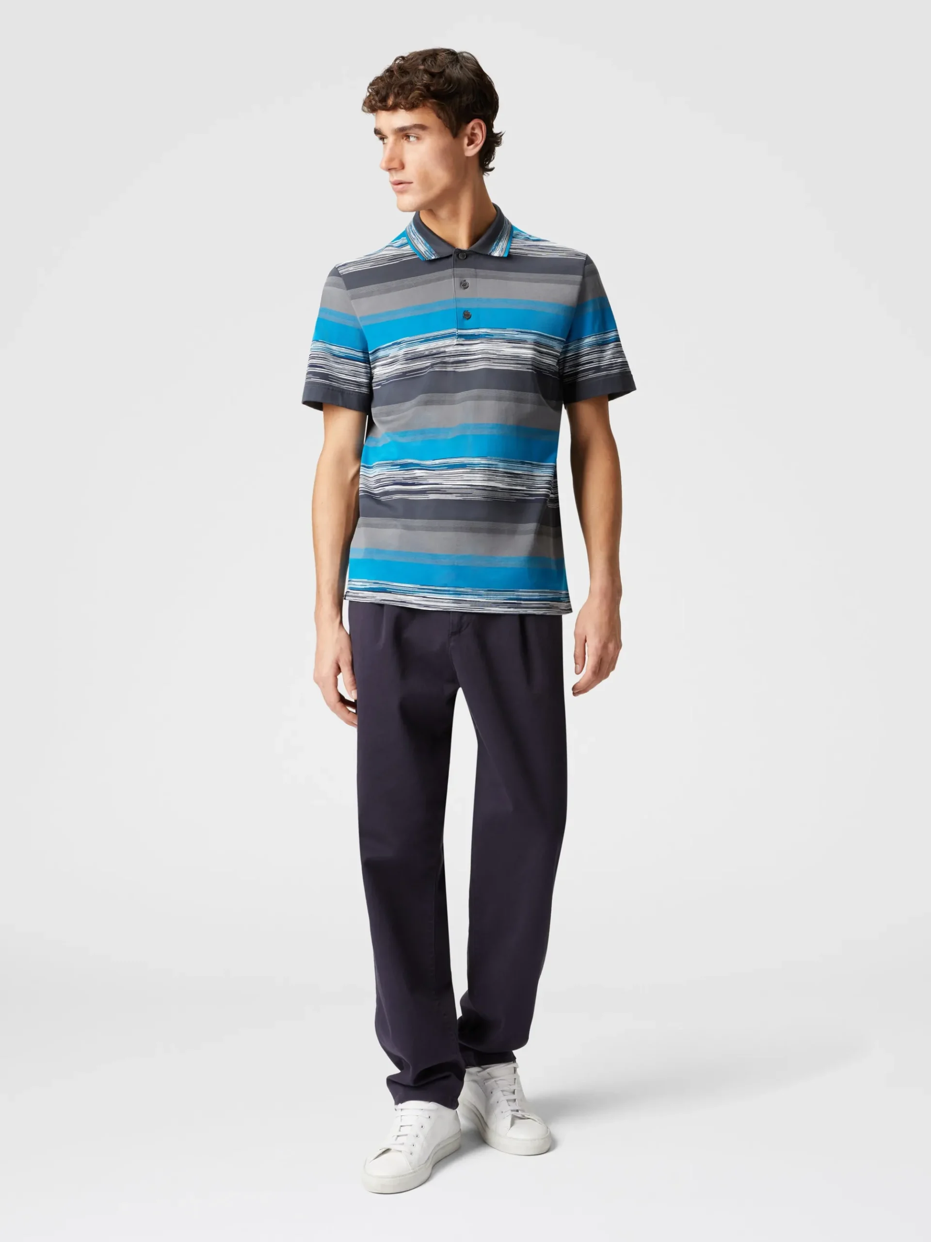 Polo in jersey di cotone a righe sfumate