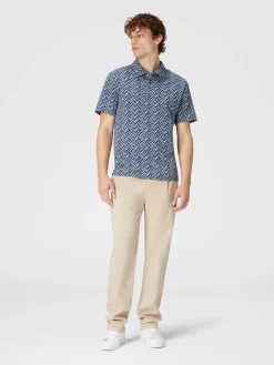 Polo in jersey di cotone jacquard zig zag