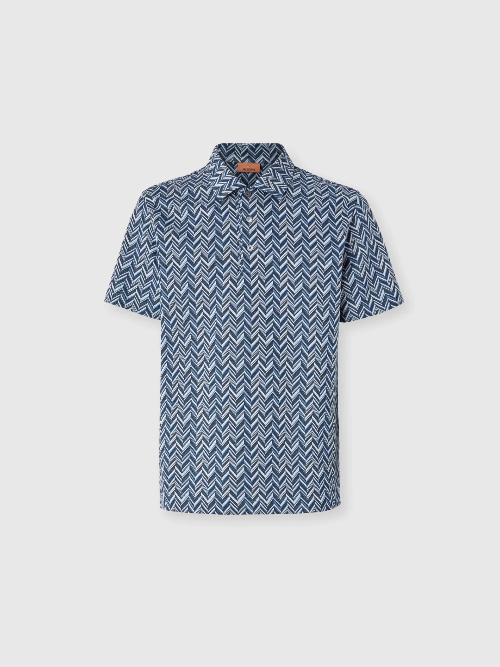 Polo in jersey di cotone jacquard zig zag