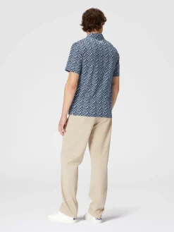 Polo in jersey di cotone jacquard zig zag