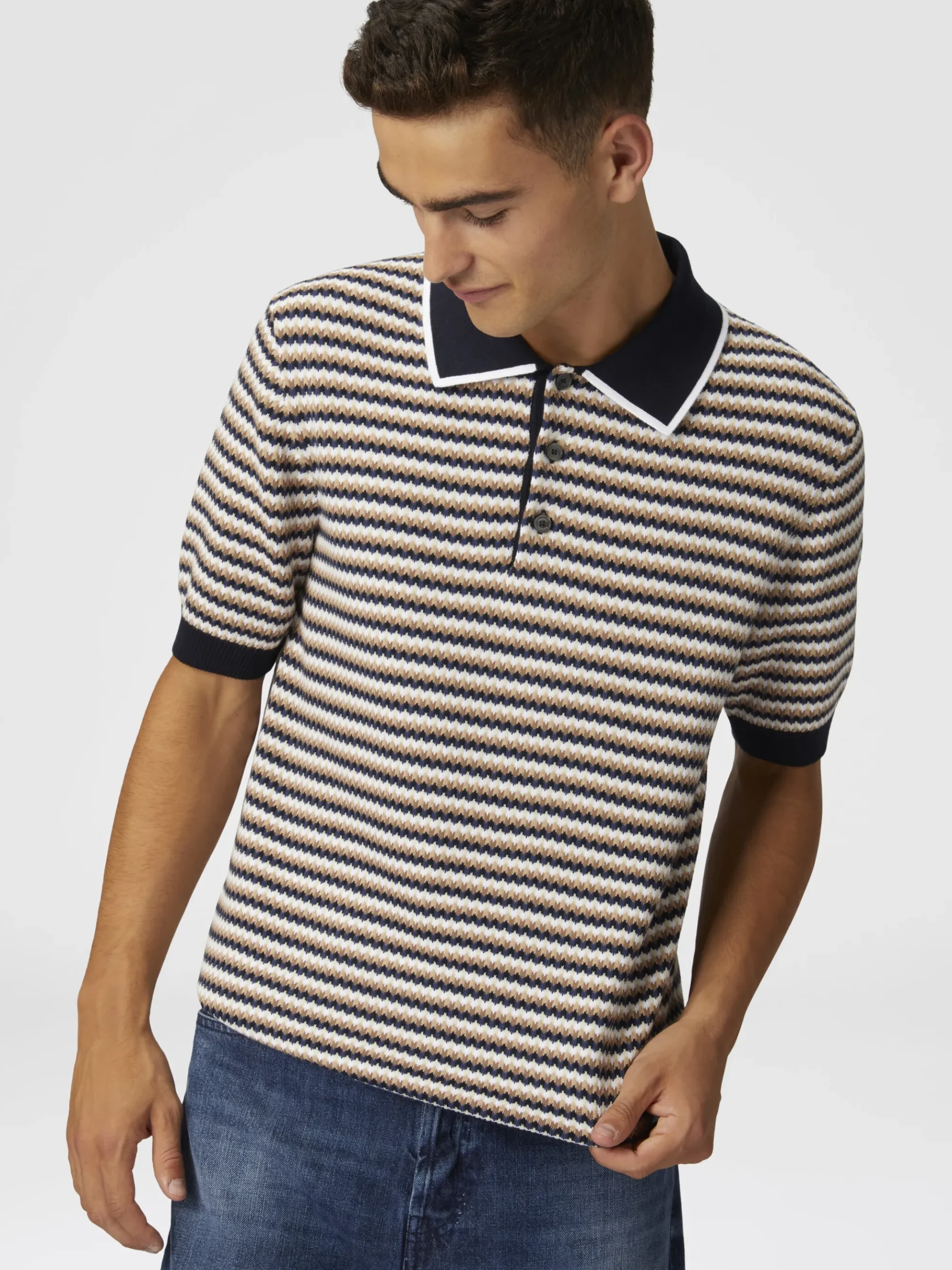 Polo in maglia di cotone zig zag