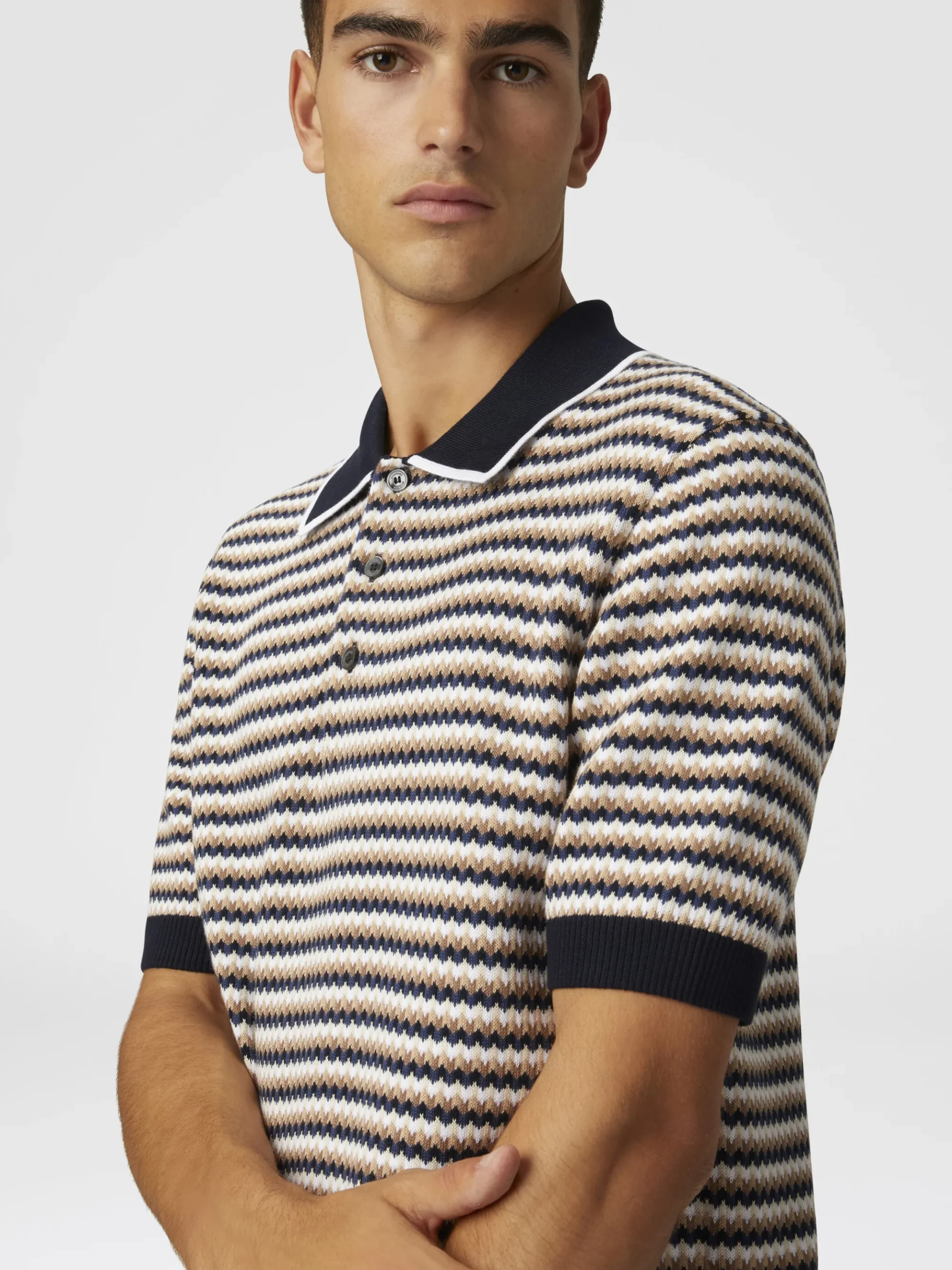 Polo in maglia di cotone zig zag