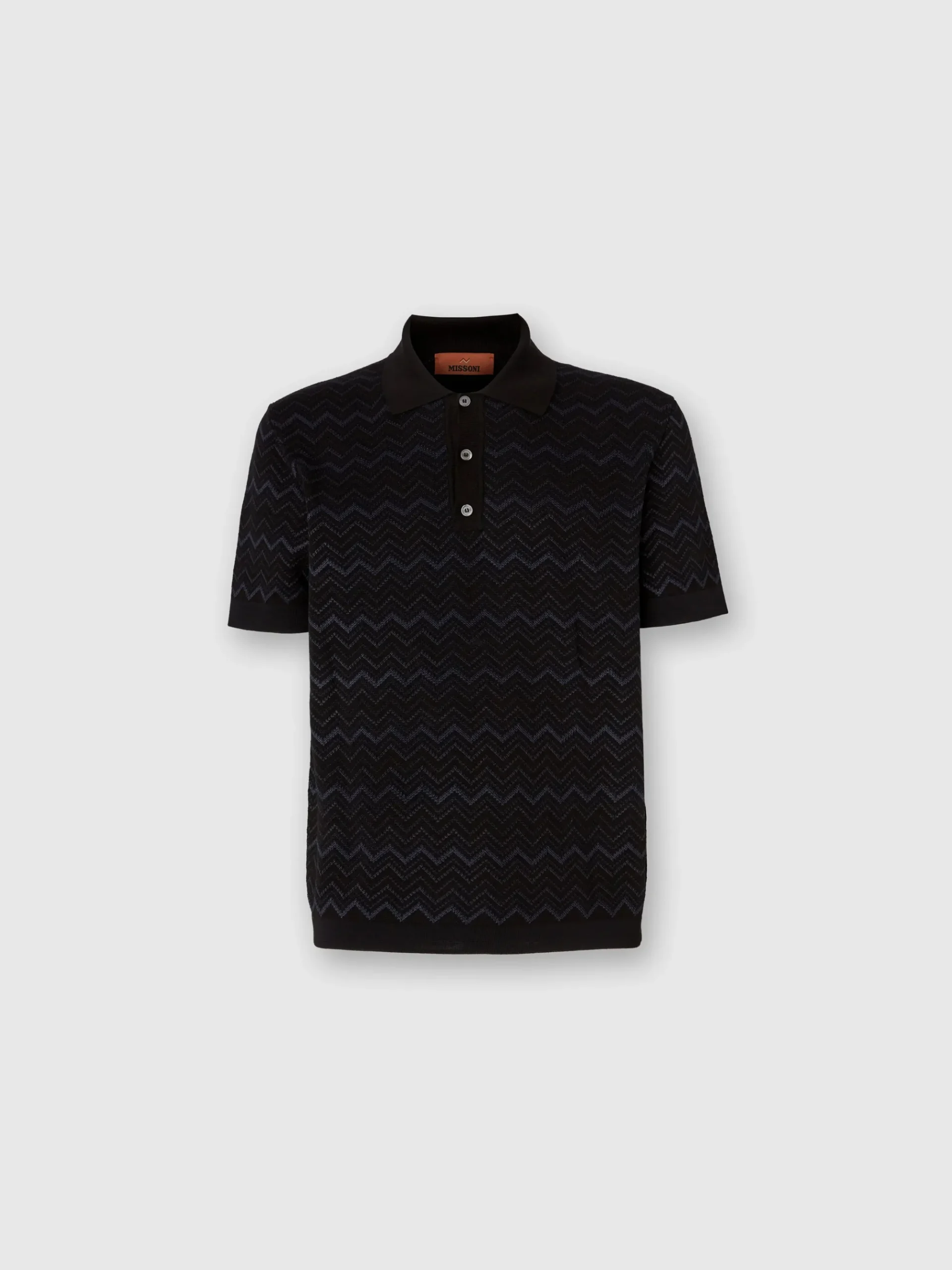 Polo in maglia di misto cotone e viscosa zig zag