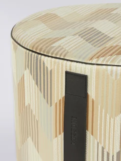 Pouf cilindrico Betulla 40x30 cm con motivo chevron e righe