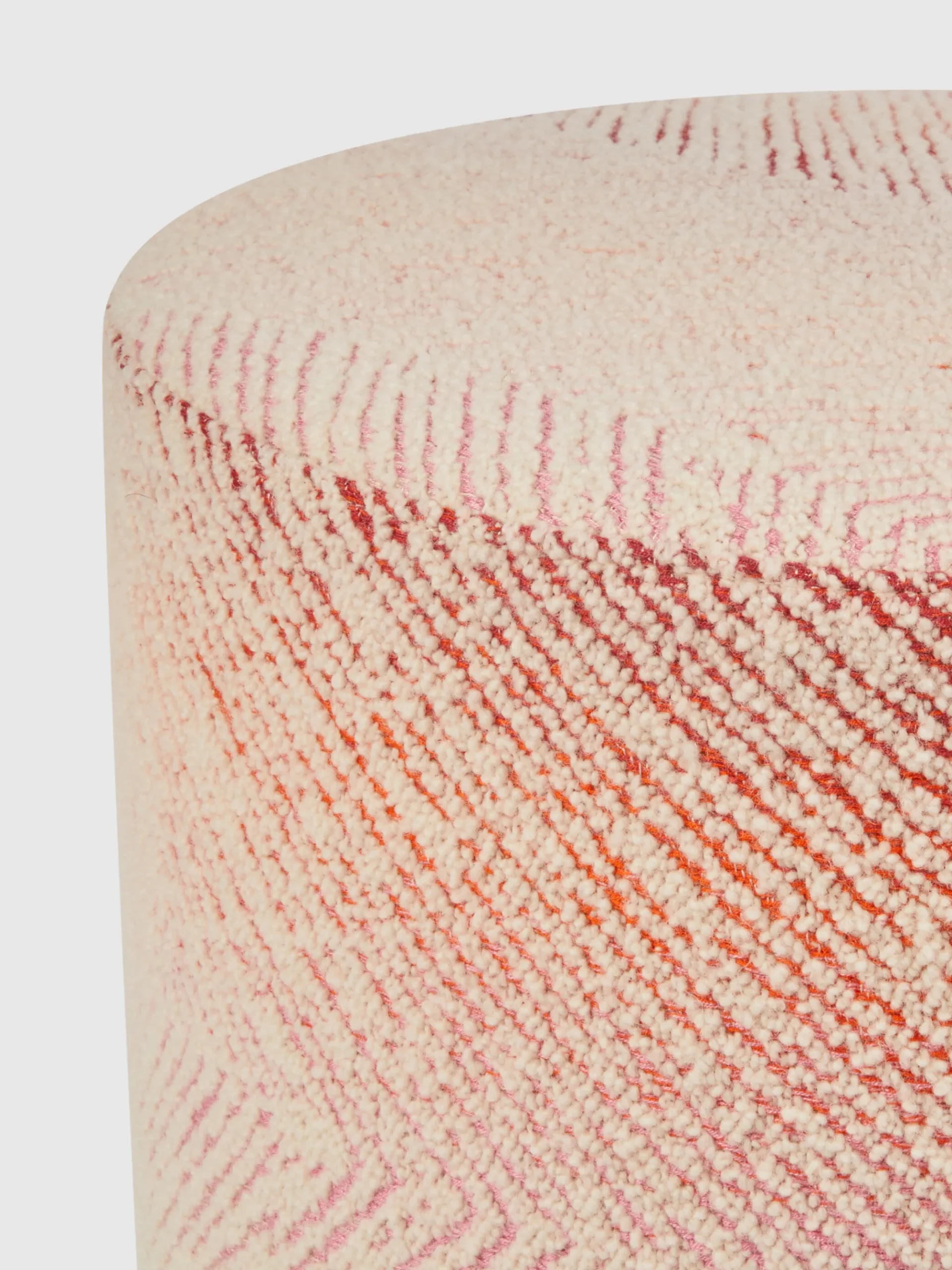 Pouf cilindrico Brouges 40x30 cm chevron con dettagli bouclé
