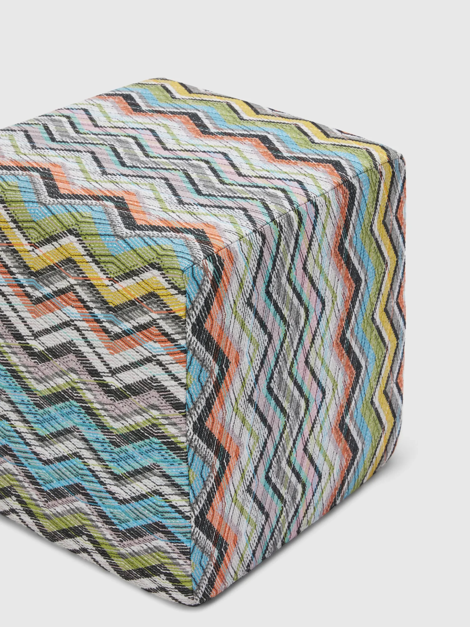 Pouf cubico Carioca 40x40x40 cm in misto cotone chevron