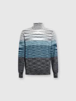 Pullover a collo alto in lana fiammata
