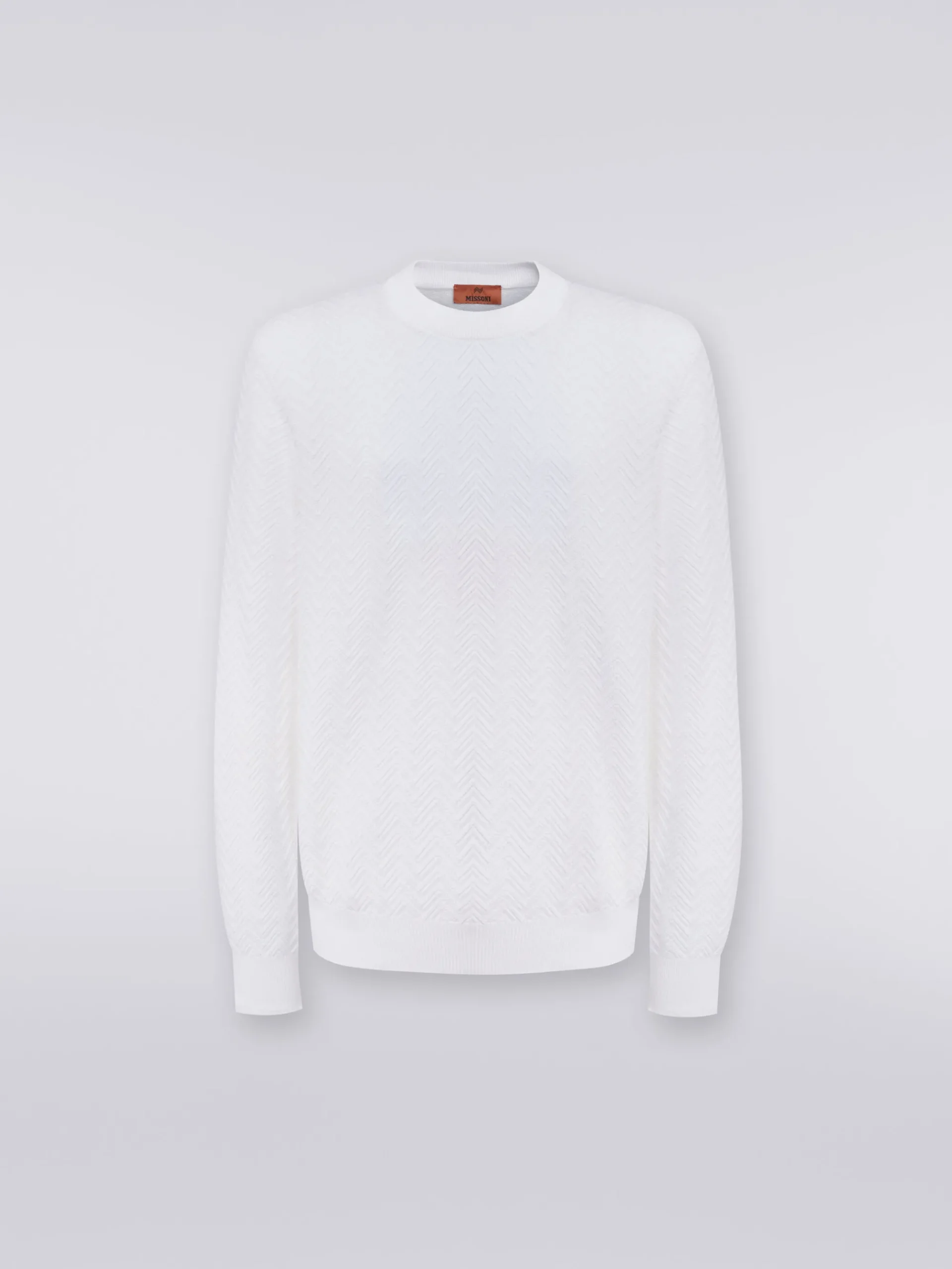 Pullover girocollo in cotone chevron