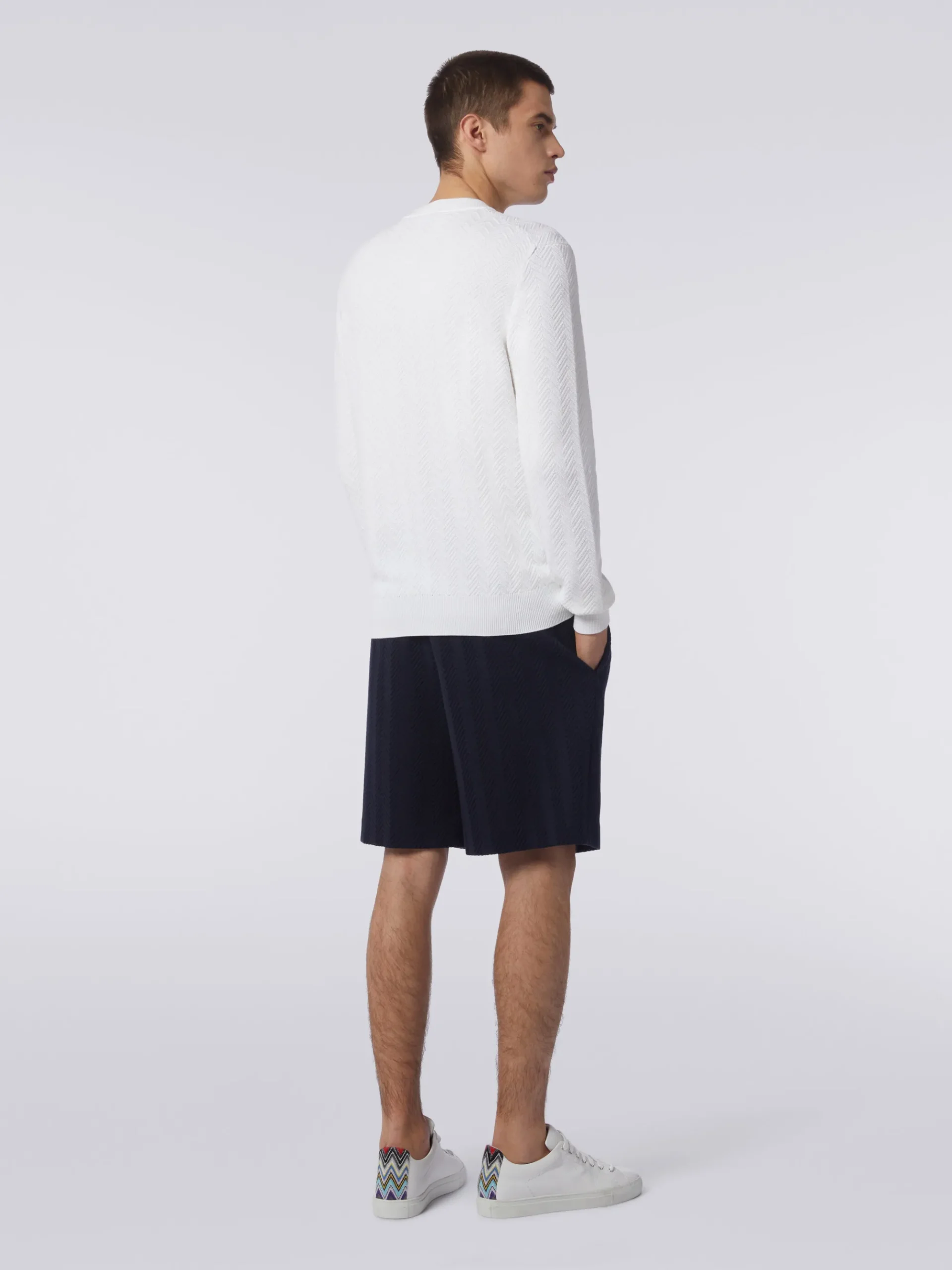 Pullover girocollo in cotone chevron