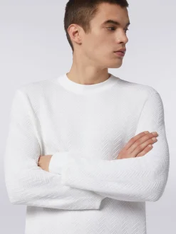 Pullover girocollo in cotone chevron
