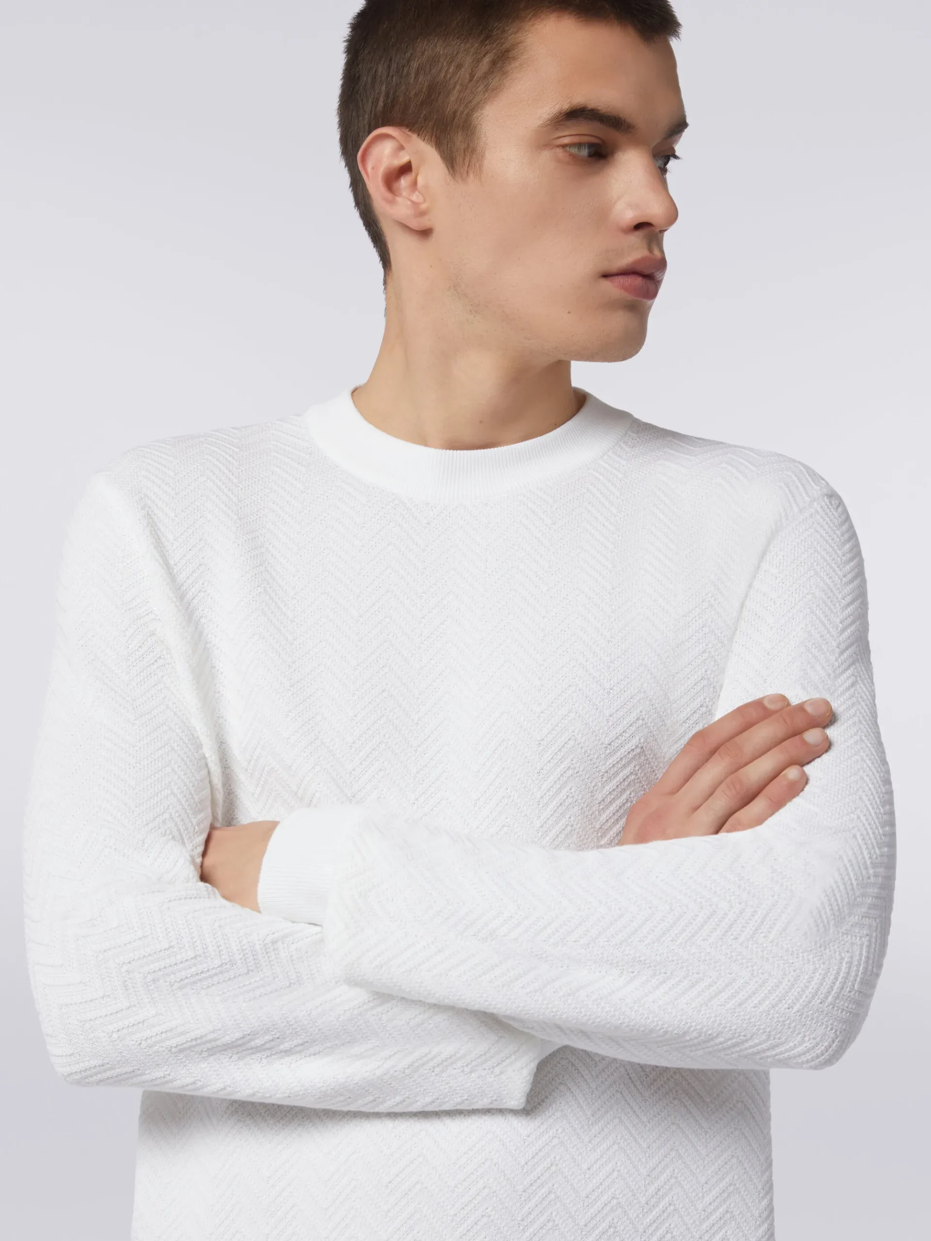 Pullover girocollo in cotone chevron