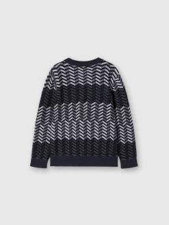 Pullover girocollo in lana vergine zig zag