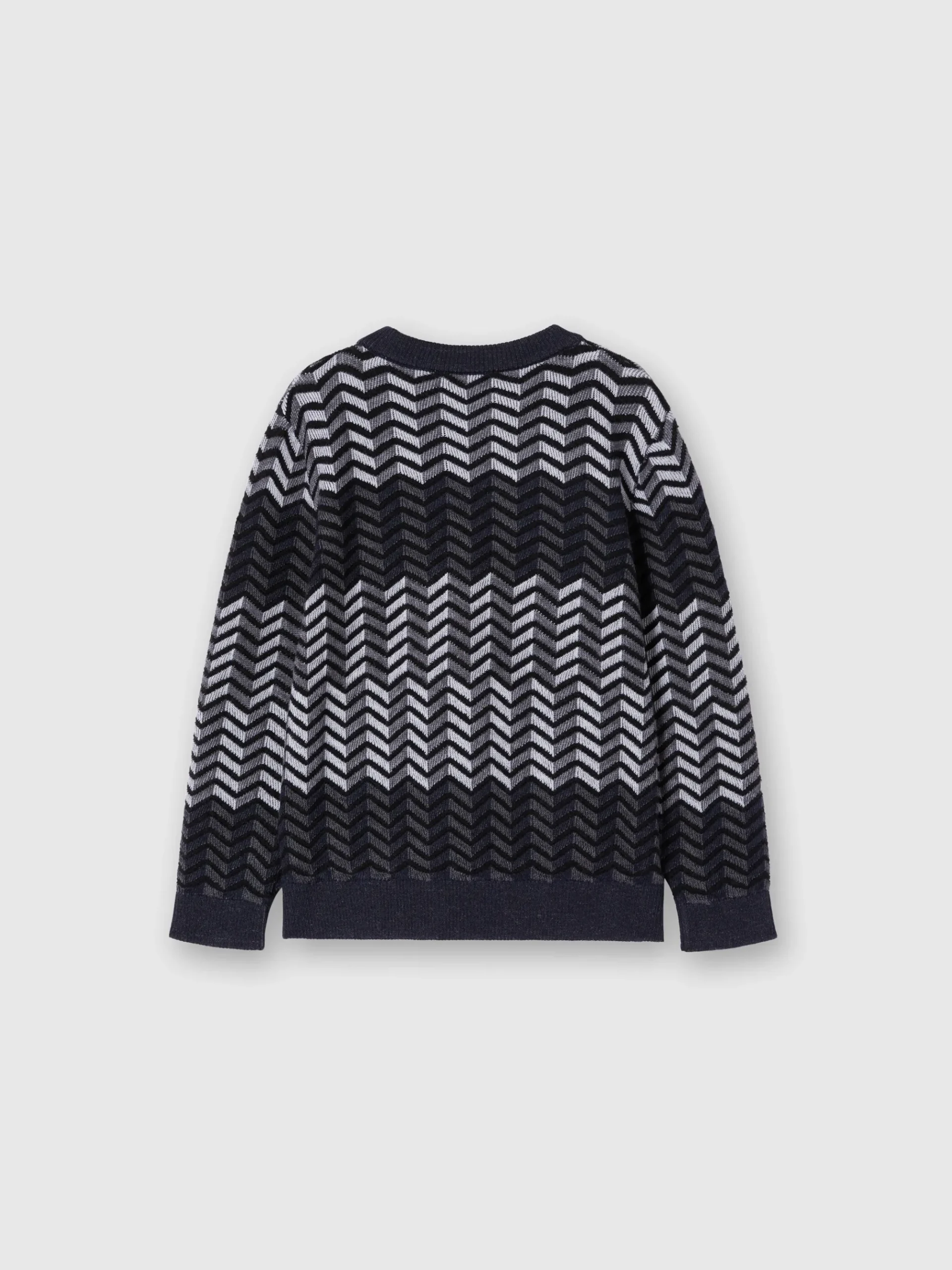 Pullover girocollo in lana vergine zig zag