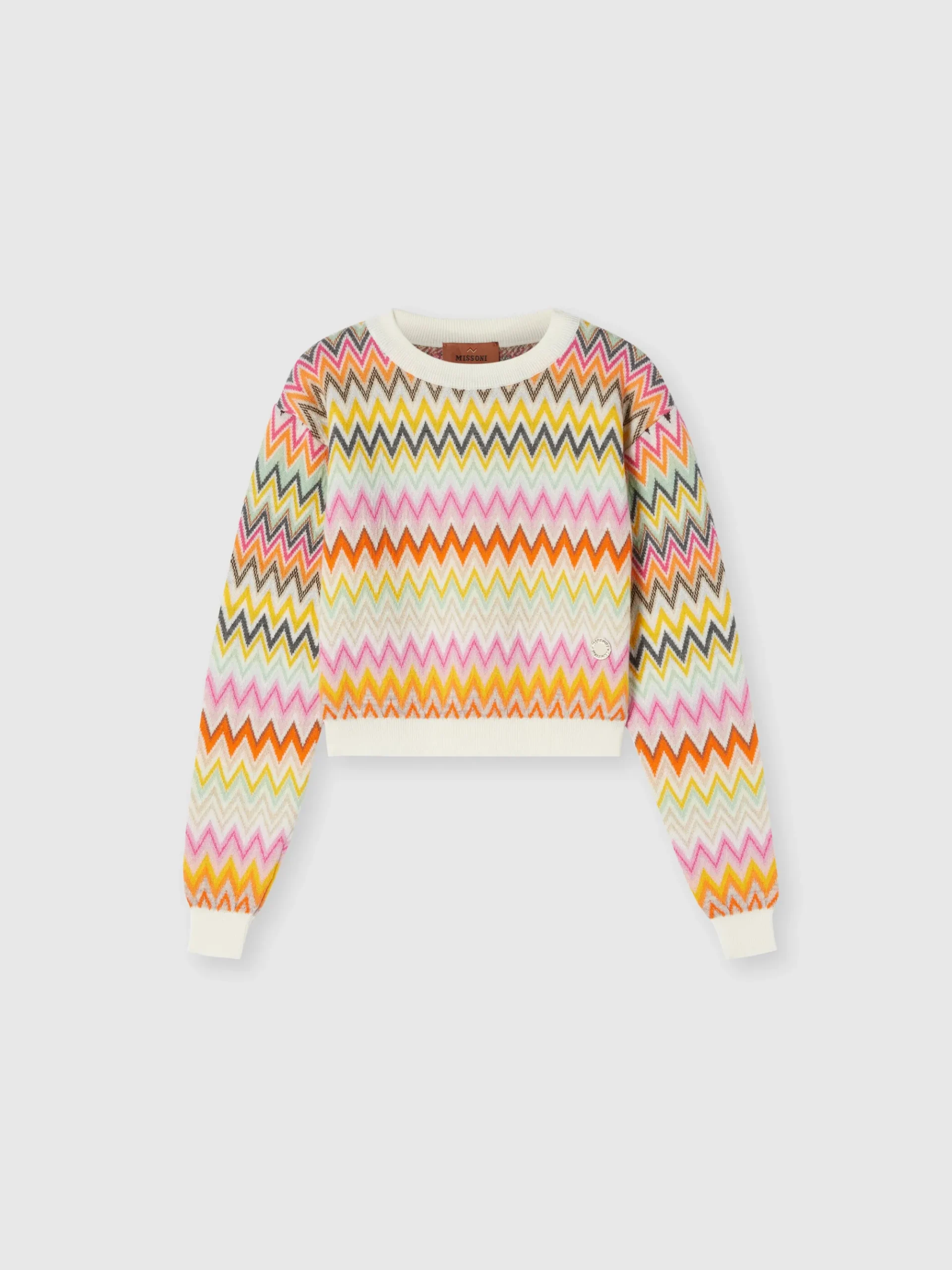 Pullover girocollo in maglia di lana zig zag
