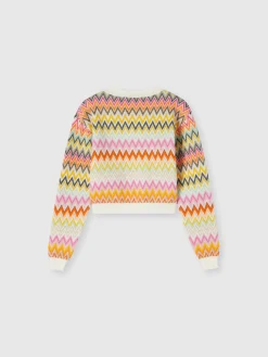 Pullover girocollo in maglia di lana zig zag