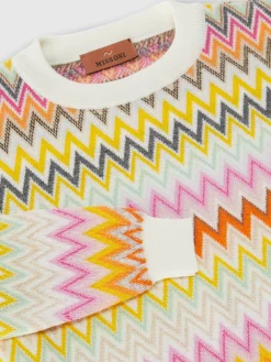 Pullover girocollo in maglia di lana zig zag