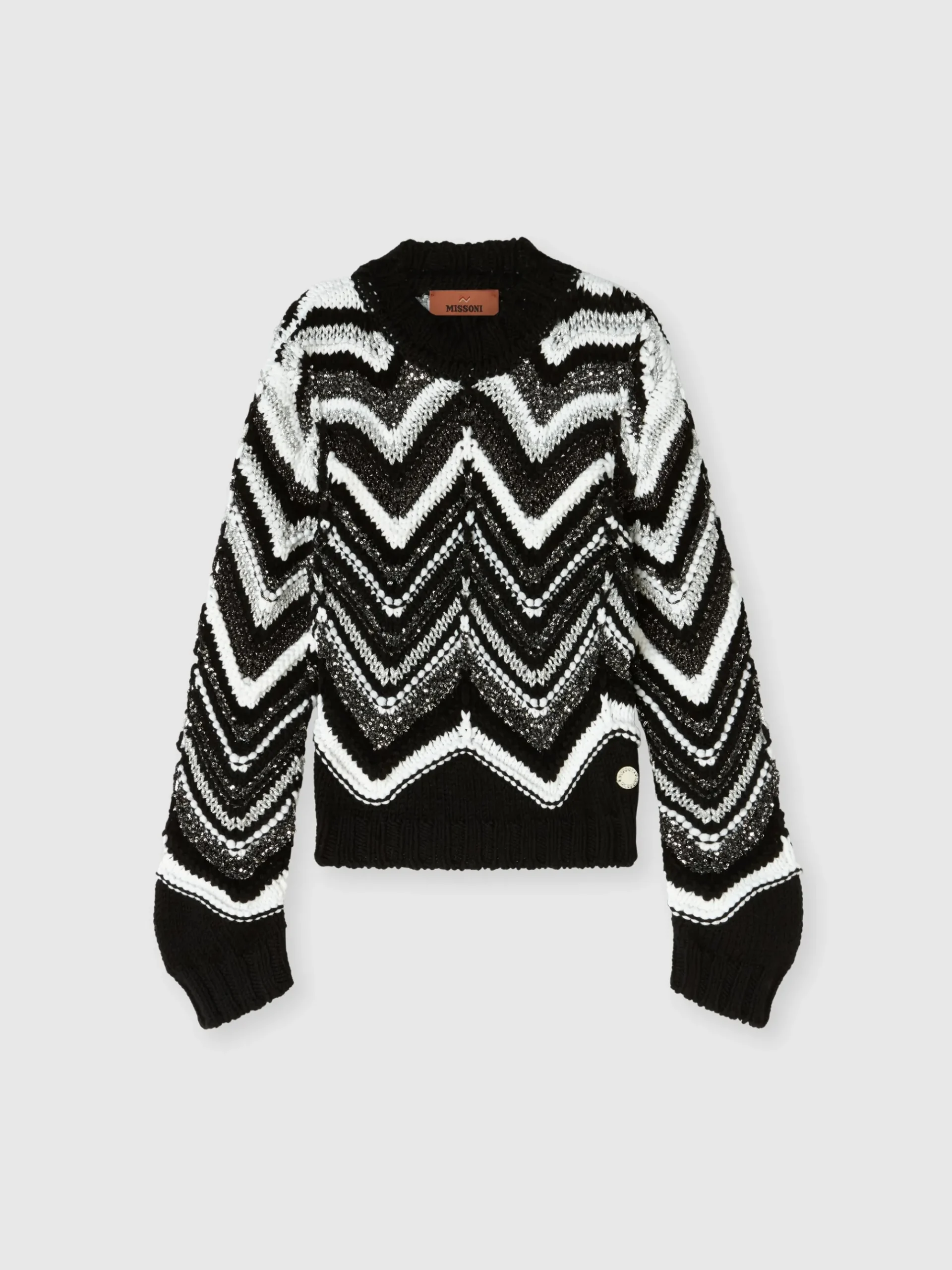 Pullover girocollo in misto lana lamé