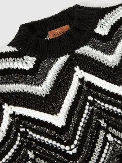 Pullover girocollo in misto lana lamé