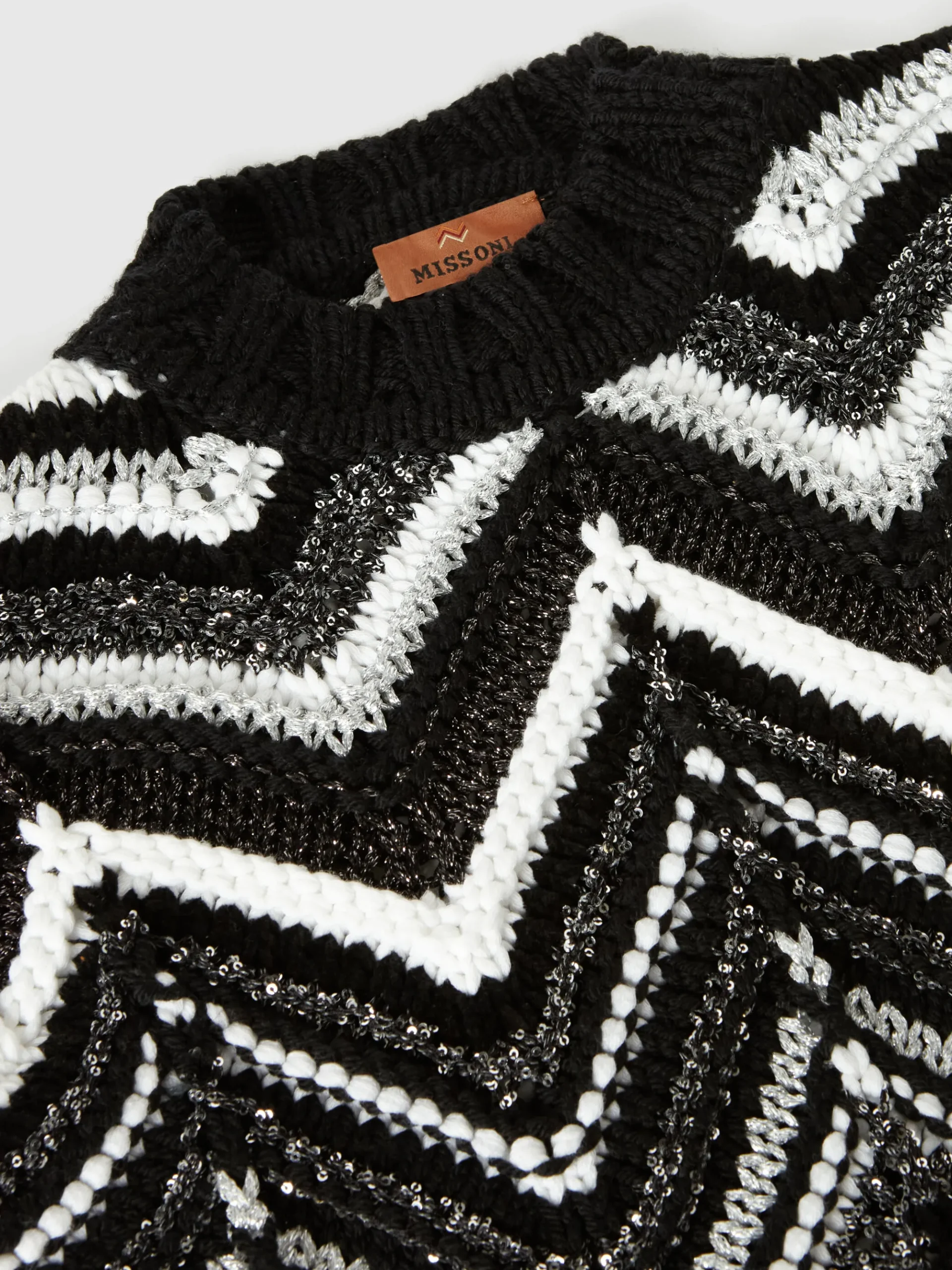 Pullover girocollo in misto lana lamé