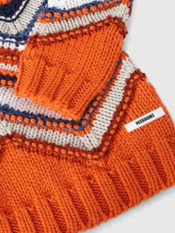 Pullover girocollo in misto cotone e lana