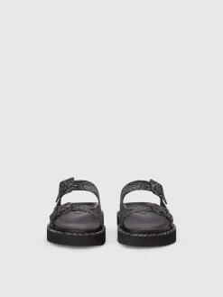 Sandali con doppia fascia in tessuto zig zag