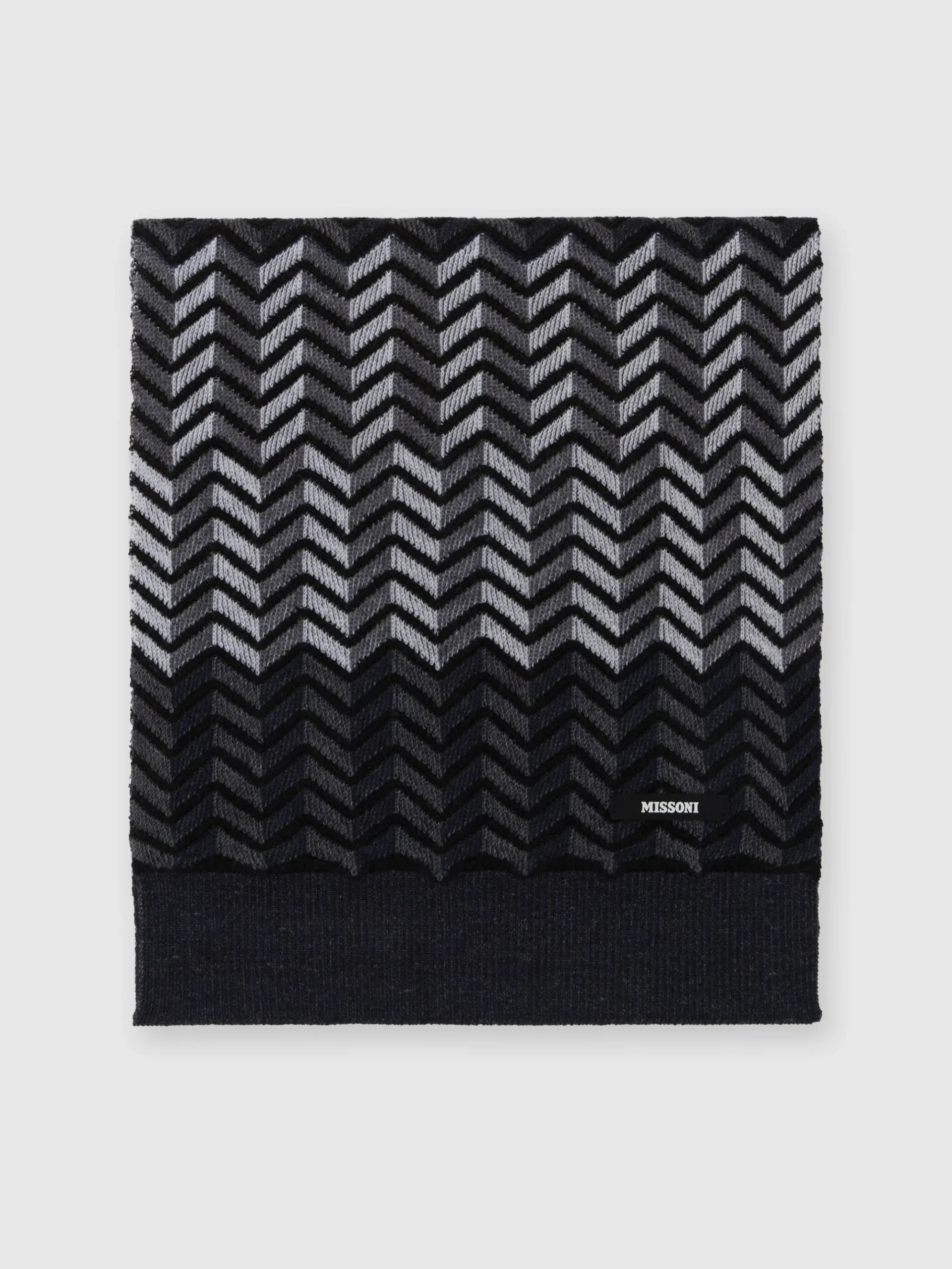 Sciarpa in lana vergine zig zag con logo