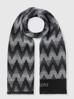Sciarpa in lana zig zag con logo